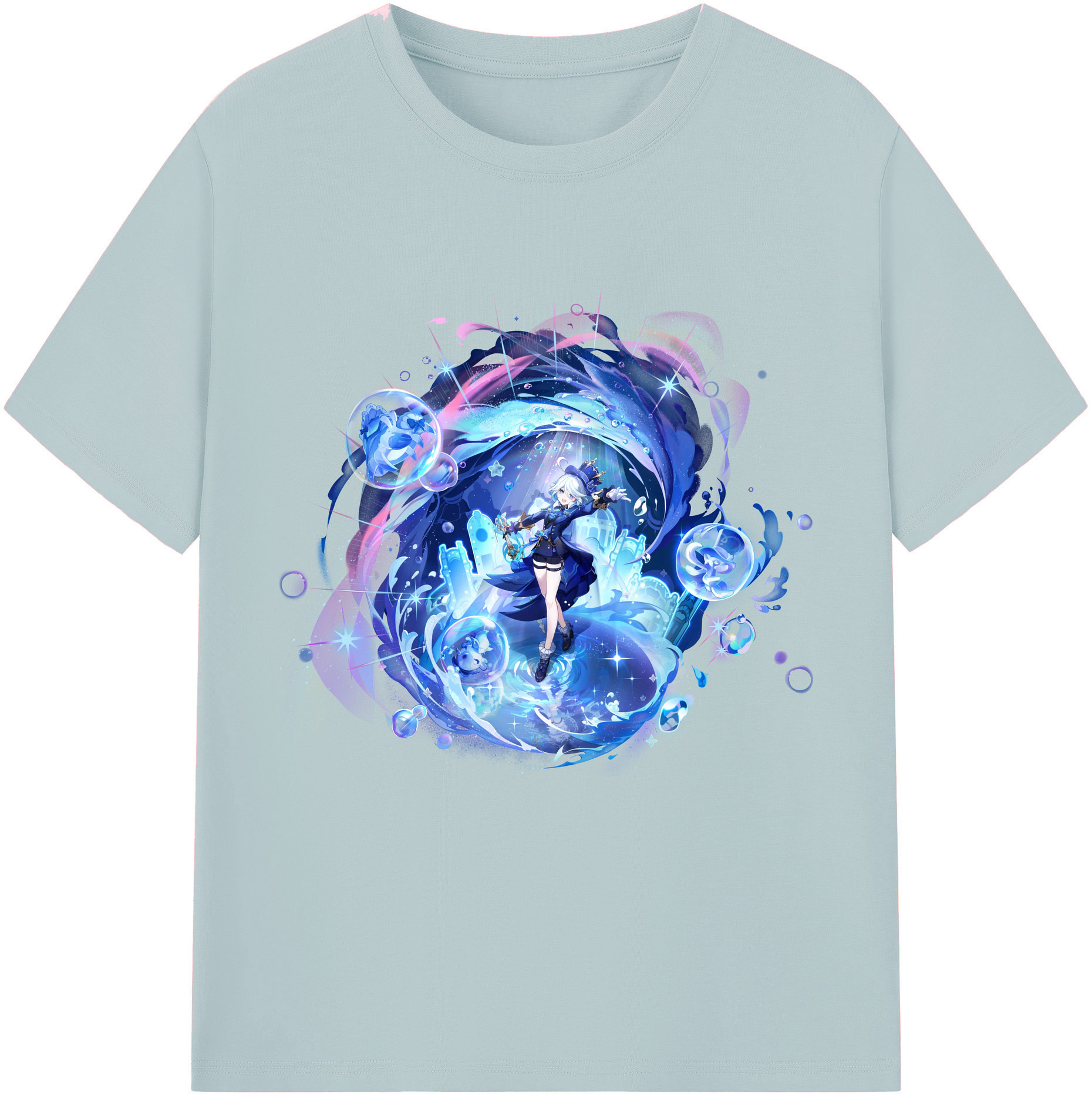 げんし神 フリーナ genshin Furina 綿100％半袖Tシャツ（フロントプリント）